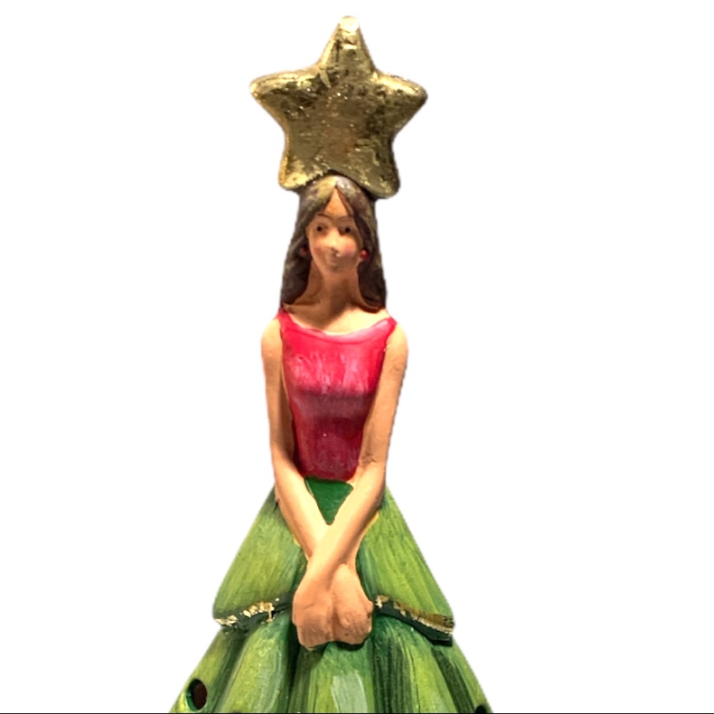 NWT Christmas Ceramic Candle Light Decoration Women in Dress Figurine Decor